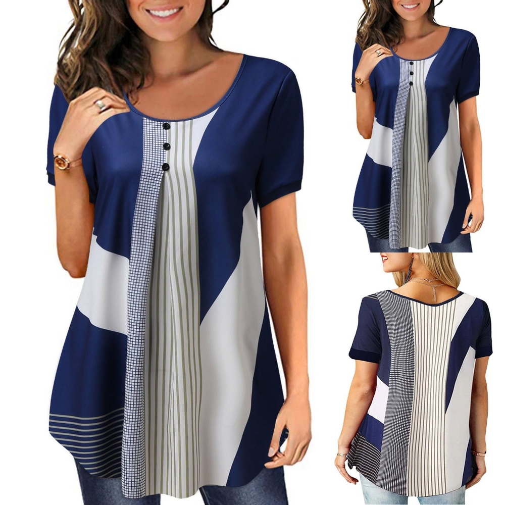 🔖3 For $10 🛍 Short sleeve geometric blouse XL